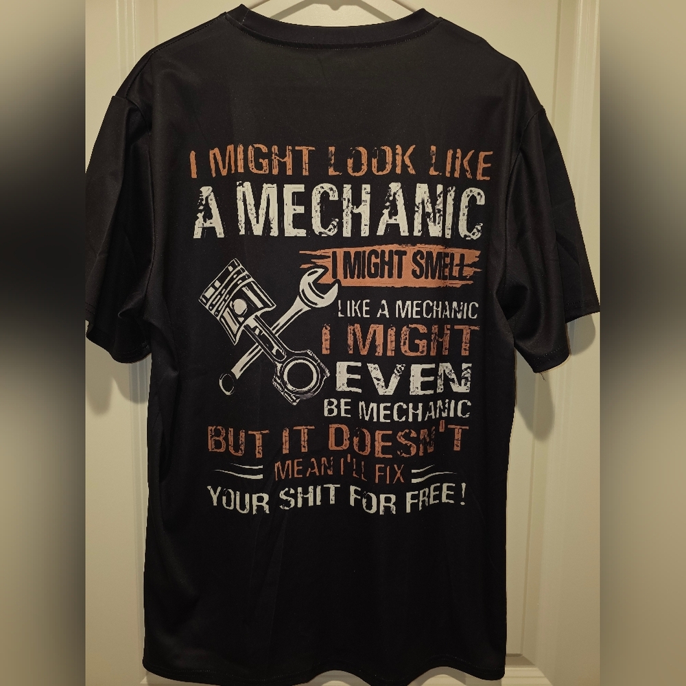 Funny Mechanic Graphic Tee - Black with Rust/White Print🔧🛠